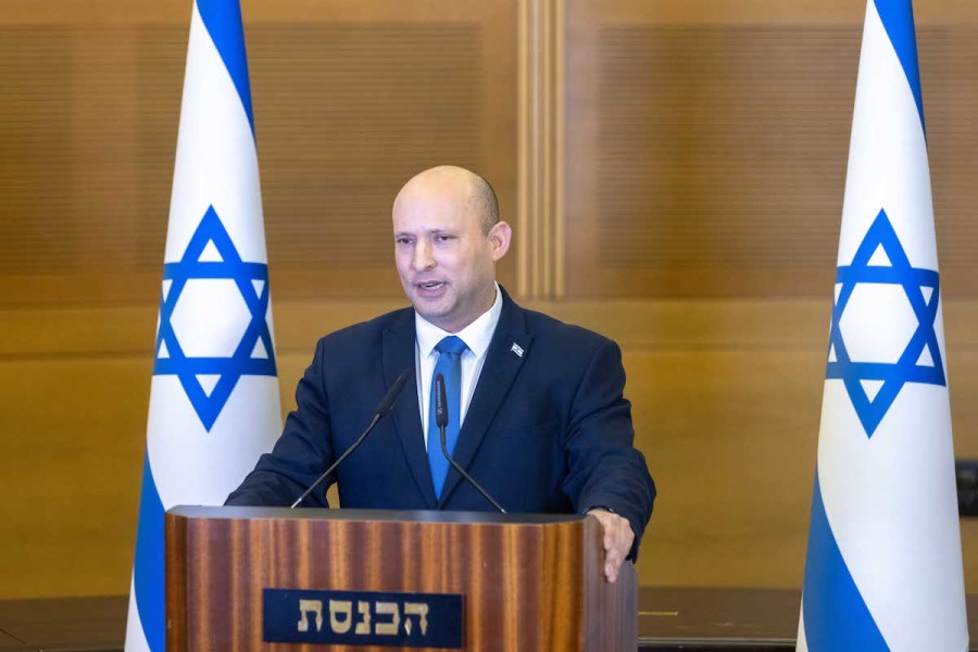 Israeli Prime Minister Naftali Bennett holds a press conference at the Knesset, announcing he will not be running in the next election, June 29, 2022. (Photo: Olivier Fitoussi/Flash90)