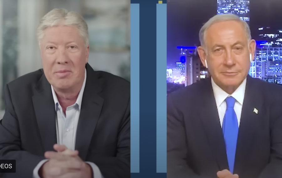 Israel’s Prime Minister-designate Benjamin Netanyahu during an interview with Robert Morris of Gateway Church (Photo: Screenshot)