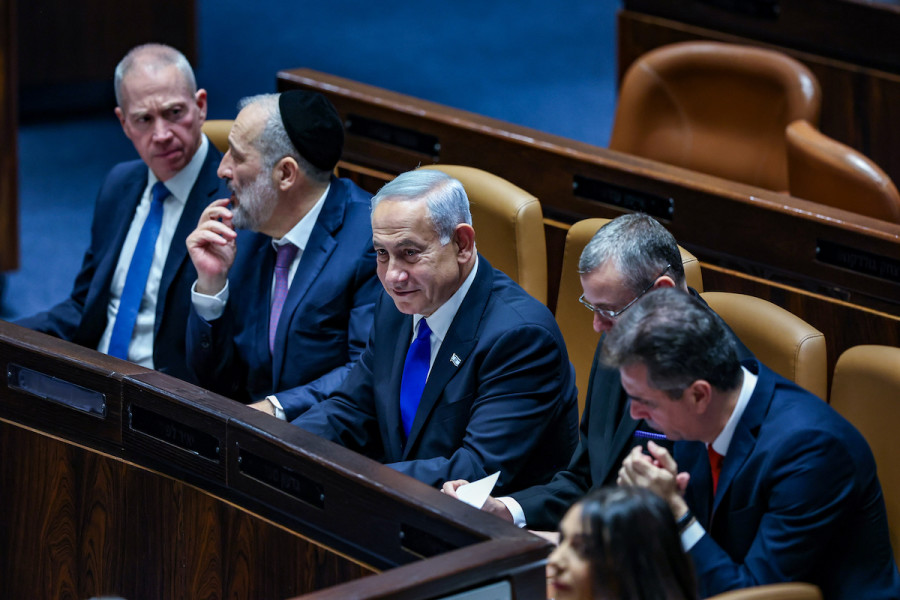 Benjamin Netanyahu during a plenum session on forming the government, in the Israeli parliament, on December 29, 2022. Photo by Yonatan Sindel/FLASH90