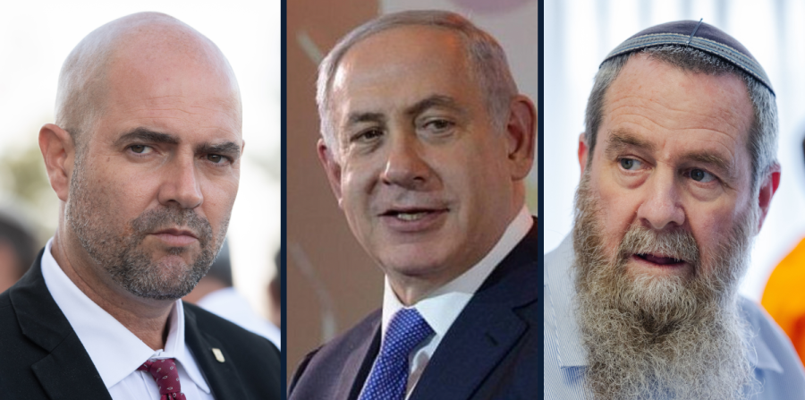 Amir Ohana, Benjamin Netanyahu, Avi Maoz (Photo: Flash90)