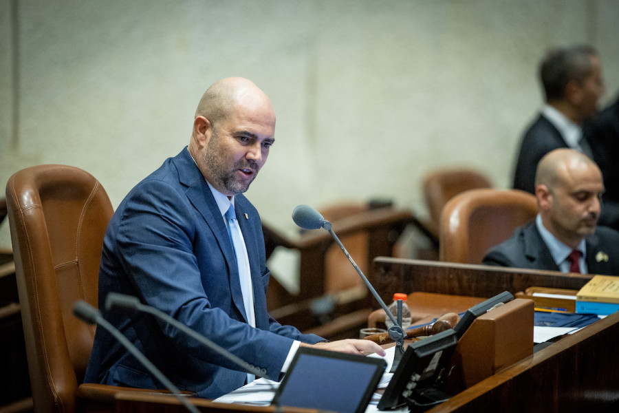 Knesset Speaker Amir Ohana at the swearing in ceremony of the new Israeli government at the Knesset in Jerusalem, Dec. 29, 2022. (Photo: Yonatan Sindel/Flash90)