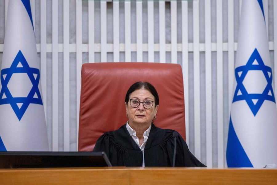 Supreme Court Chief Justice Ester Hayut arrives for a court hearing in the Supreme Court in Jerusalem, Dec. 1, 2022. (Photo: Yonatan Sindel/Flash90)
