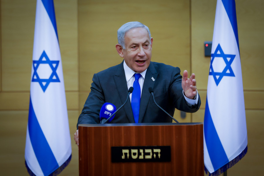 Israeli Prime Minister Benjamin Netanyahu leads a Likud party meeting at the Knesset, Jan. 9, 2023. (Photo: Olivier Fitoussi/Flash90)