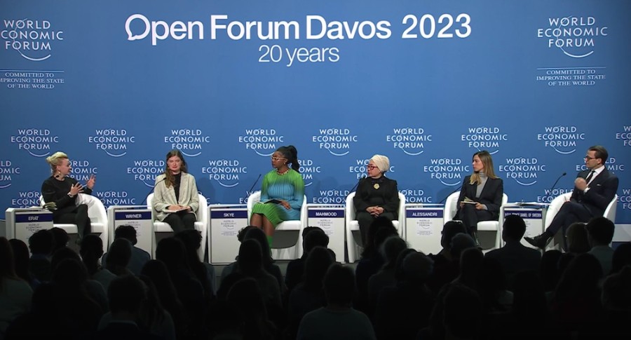 Screenshot of video recording of 'Nature Heals' session at Open Forum WEF 2023 on on weforum.org