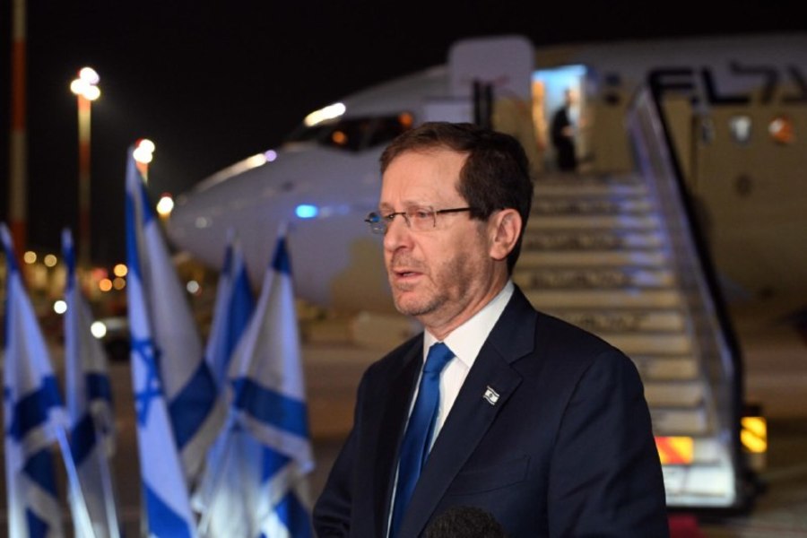 Israeli President Isaac Herzog departs for an official visit to the European Union in Brussels, Jan. 25, 2023 (Photo:
