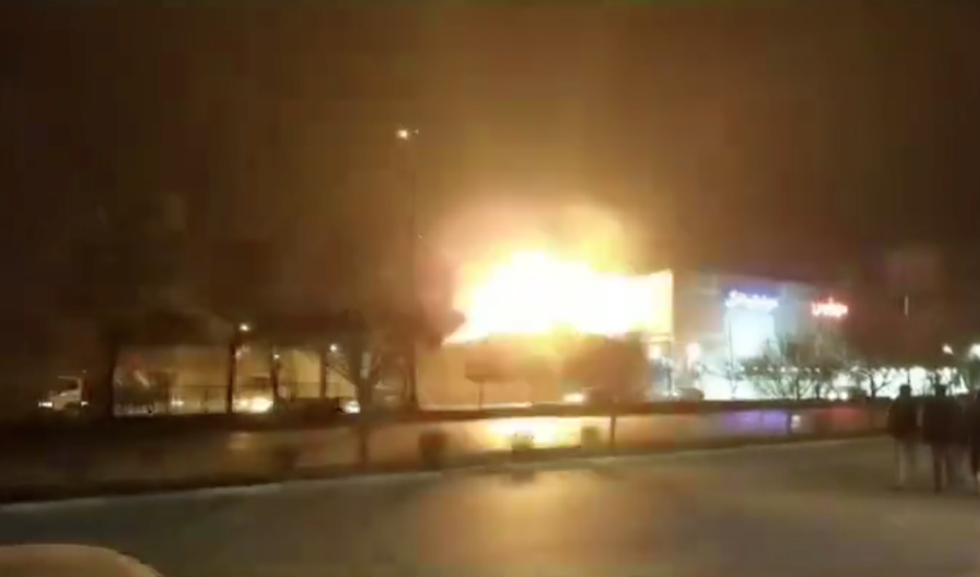 Screenshot of video circulating on social media reportedly of explosion at a defense facility in the Iranian city Isfahan after a drone strike, Jan. 28, 2022 (Photo: Screenshot)