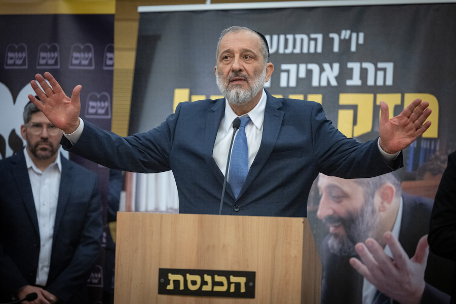 Shas leader MK Aryeh Deri seen during a Shas party meeting, at the Knesset in Jerusalem, Jan. 23, 2023. (Photo: Yonatan Sindel/Flash90)
