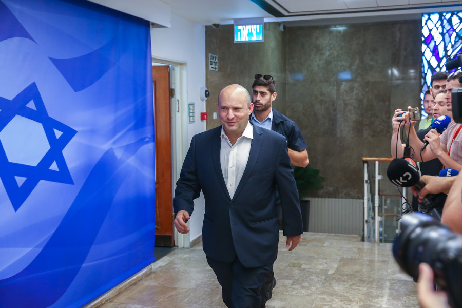 Former Alternate Prime Minister Naftali Bennett arrives at Cabinet meeting at the Prime Minister's Office in Jerusalem, Oct. 2, 2022. (Photo: Amit Shabi/POOL)