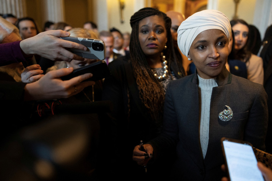 U.S. Rep. Ilhan Omar (D-MN) walks to her office after being ousted by the Republican-lead House of Representatives to serve on the Foreign Affairs Committee, on Capitol Hill in Washington, U.S., Feb. 2, 2023. (Photo: REUTERS/Tom Brenner)