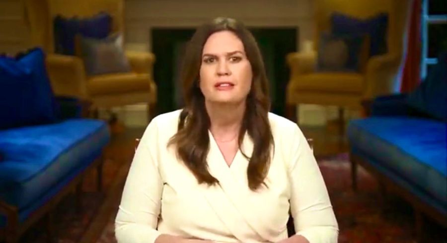 Arkansas Governor Sarah Huckabee Sanders delivers the Republican response to President Joe Biden’s State of the Union address, Feb. 7, 2023 (Photo: Screenshot)