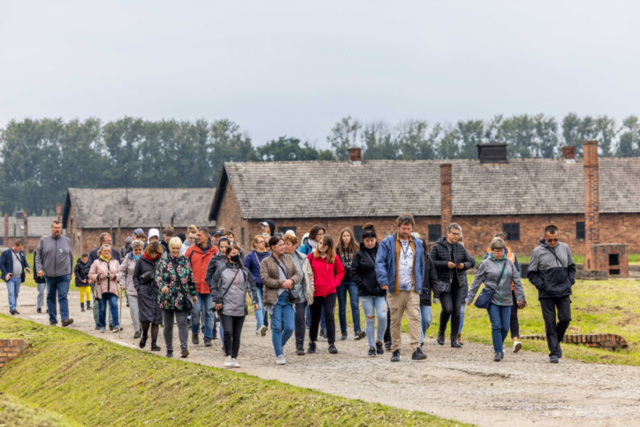 Orgnized tour groups visit in the Auschwitz-Birkenau Concentration Camp in Poland. It was the largest of the German concentration camps. Sept. 19, 2021. Photo by Nati Shohat/FLASH90