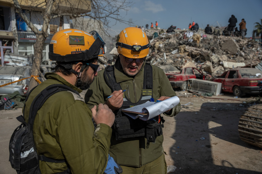 The scene of the deadly earthquake in Kahramanmaras, Turkey, Feb. 11, 2023. (Photo: Erik Marmor/Flash90)