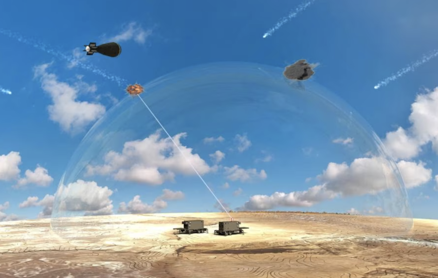 Artist's rendering of a laser defense system shooting down drones (Photo: Ministry of Defense)