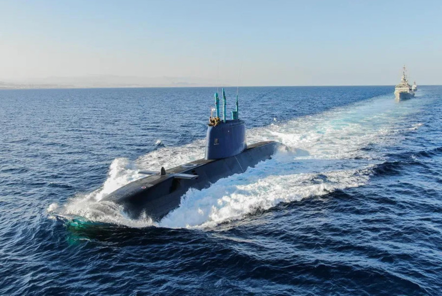 Israeli "Dolphin" submarine at the Eilat naval base, after making a trip to the Red Sea, June 2, 2022 (Photo: IDF Spokesperson's Unit)