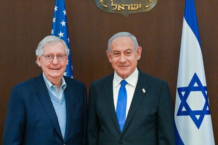 Israeli Prime Minister Benjamin Netanyahu meets with Republican US Senate delegation led by Minority Leader Mitch McConnell, Feb. 23, 2023 (Photo: Kobi Gideon/GPO)
