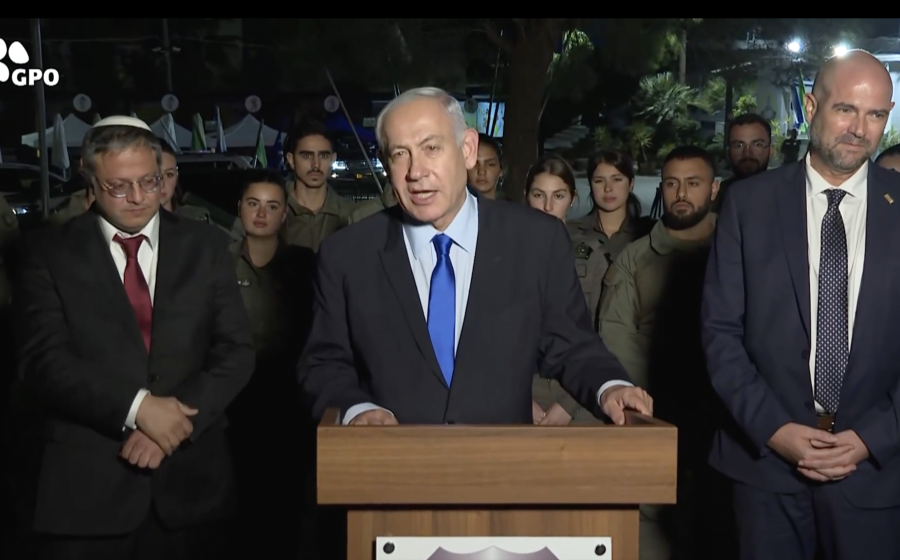 Israeli Prime Minister Benjamin Netanyahu speaks at a press conference at an IDF base, Mar. 6, 2023 (Photo: Screenshot/GPO)