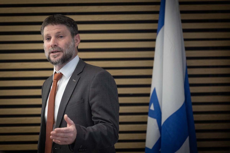 Israeli Finance Minister Bezalel Smotrich holds a press conference in Jerusalem, Feb. 28, 2023. (Photo: Yonatan Sindel/Flash90)