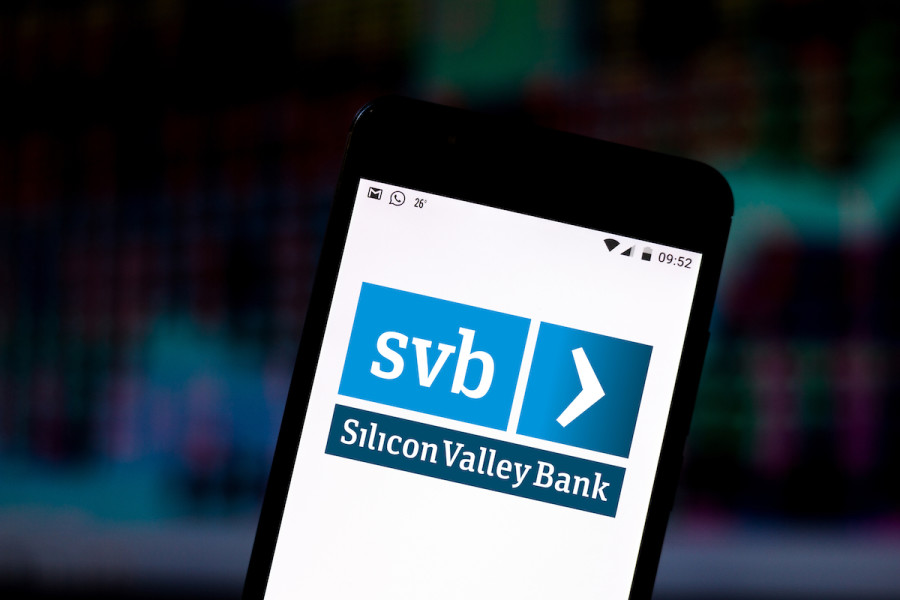 Silicon Valley Bank (SVB) logo is displayed on a smartphone (Photo: Shutterstock)