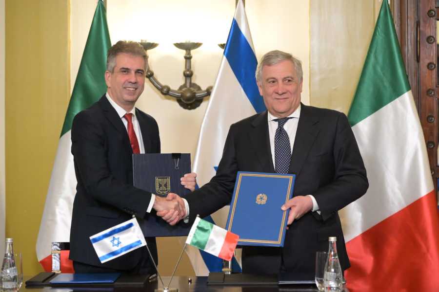 Israeli Foreign Minister Eli Cohen and Italian Foreign Minister Antonio Tajani, Mar. 13, 2023 (Photo: Eli Cohen/Twitter)
