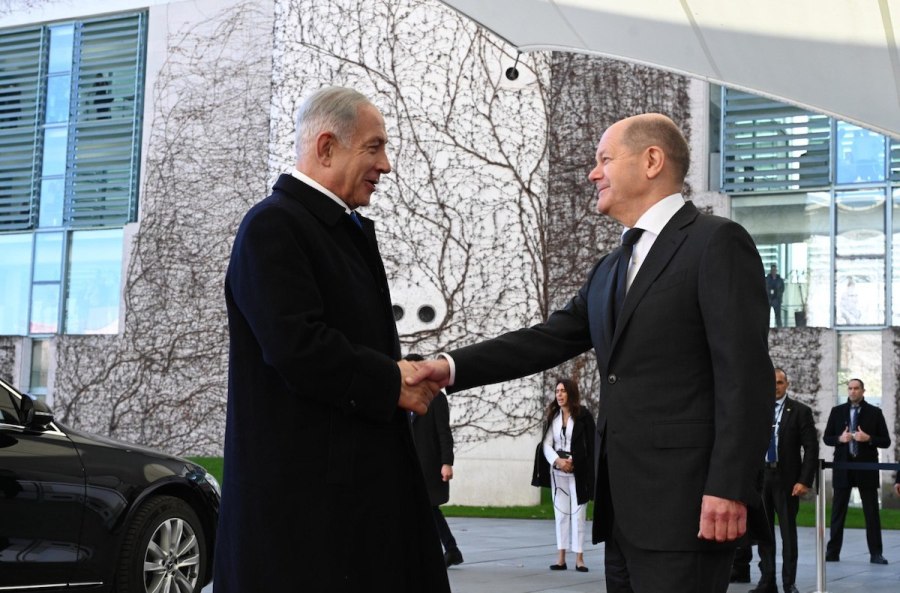 Israeli Prime Minister Benjamin Netanyahu meets with German Chancellor Olaf Scholz, Mar. 16, 2023 (Photo: Haim Zach/GPO)