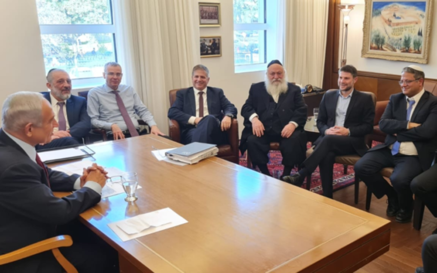 Israeli Prime Minister Benjamin Netanyahu meets with coalition party leaders in Jerusalem, Jan. 22, 2023. (Photo courtesy Likud)