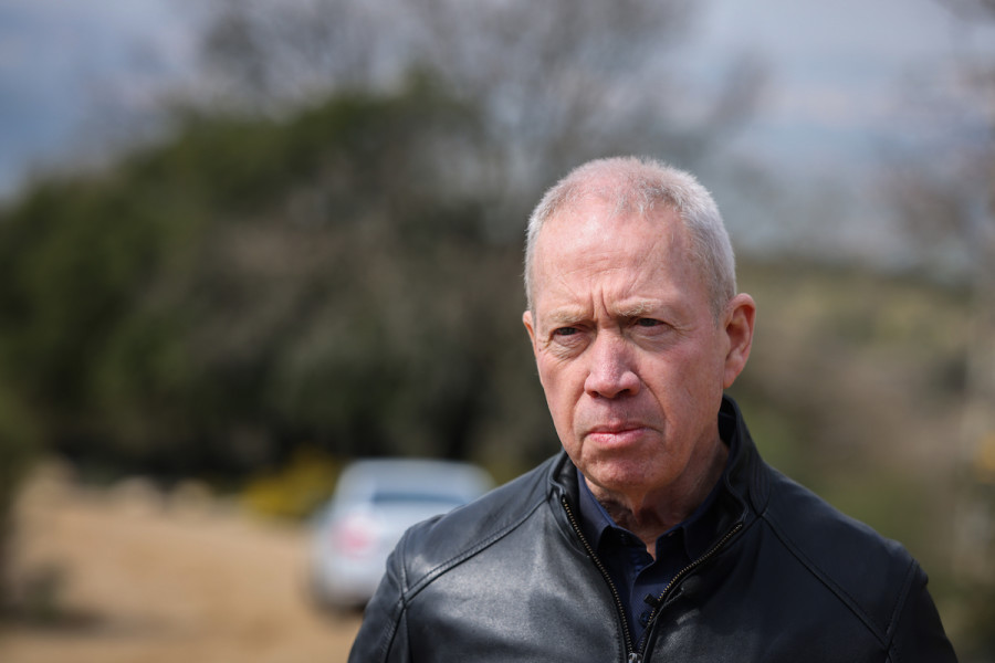 Defense Minister Yoav Galant seen during a tour near the border with Lebanon, Mar. 16, 2023. (Photo: David Cohen/Flash90)