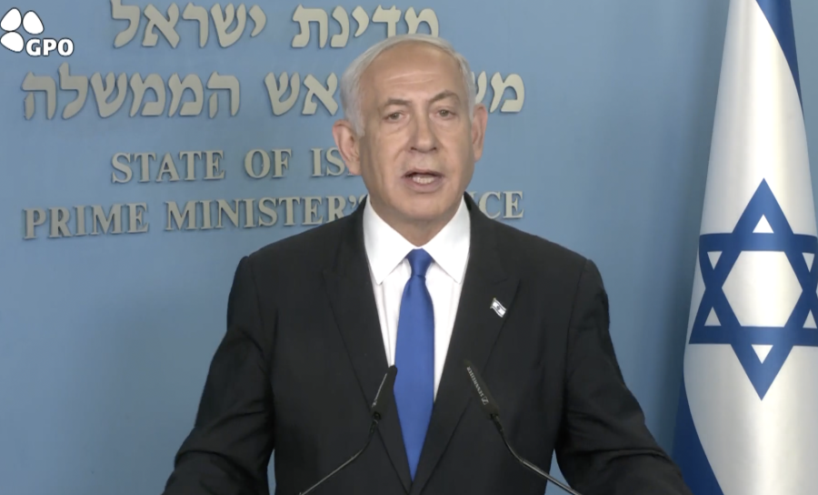 Israeli Prime Minister Benjamin Netanyahu addresses the nation, Mar. 23, 2023 (Photo: Screenshot)