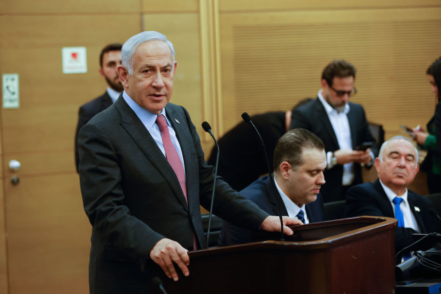 Israeli Prime Minister Benjamin Netanyahu leads a Likud party meeting at the Knesset in Jerusalem, Mar. 13, 2023. (Photo: Erik Marmor/Flash90)