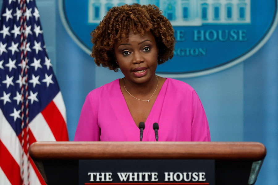 U.S. White House Press Secretary Karine Jean-Pierre speaks at the daily press briefing at the White House in Washington, DC, March 27, 2023. (Photo: REUTERS/Jonathan Ernst)