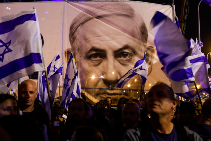 Israelis protest against the Israeli government's planned judicial overhaul in Tel Aviv on March 25, 2023. Photo by Erik Marmor/Flash90