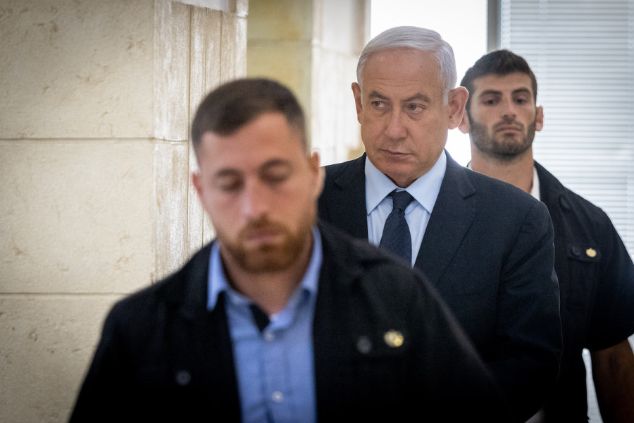 Benjamin Netanyahu arrives for a court hearing in his trial, at the District Court in Jerusalem, May 10, 2022. (Photo: Yonatan Sindel/Flash90)