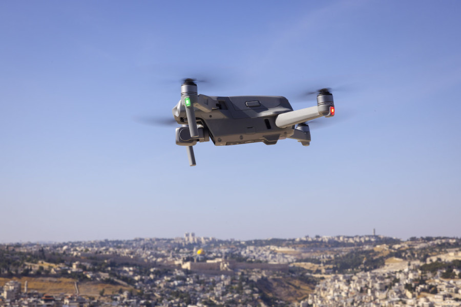 Illustrative - A drone on the lookout point on the Mount of Olives with Jerusalem's Old City in the background, July 12, 2022. (Photo: Nati Shohat/Flash90)