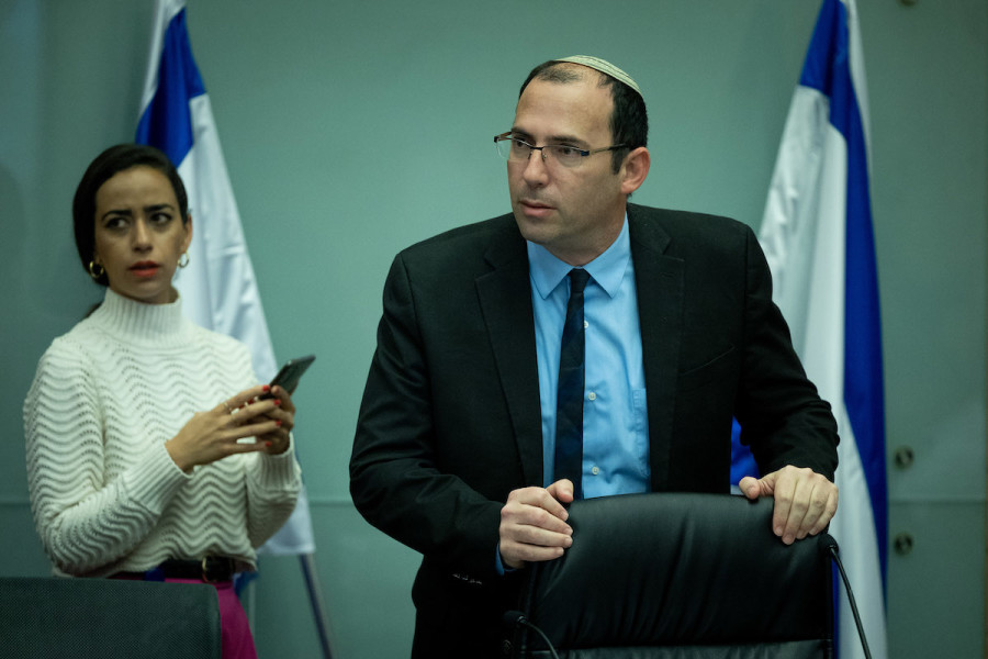 Simcha Rothman, head of the Constitution Committee seen during a committee meeting at the Knesset in Jerusalem, March 27, 2023. (Photo: Yonatan Sindel/Flash90)