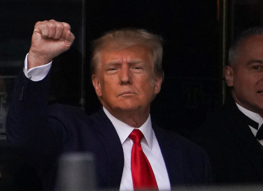 Former U.S. President Donald Trump departs from Trump Tower, on the day of his planned court appearance after his indictment by a Manhattan grand jury following a probe into alleged hush money paid to porn star Stormy Daniels, in New York City, Apr. 4, 2023. (Photo: REUTERS/David Dee Delgado)