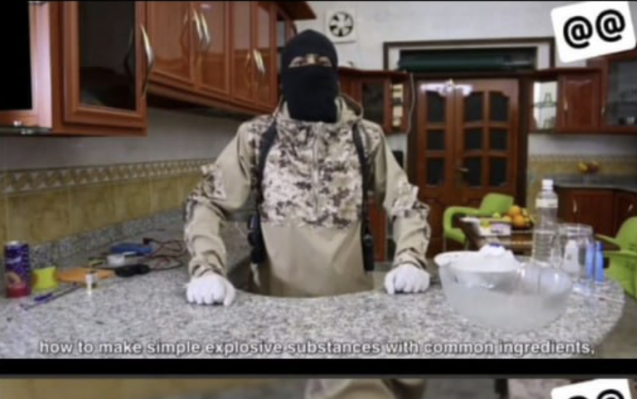 Screenshot of a video that reportedly shows how to make a bomb
