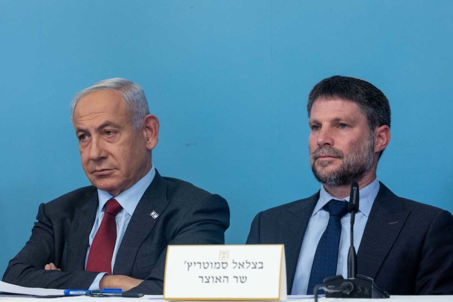 Israeli Prime Minister Benjamin Netanyahu and Finance Minister Bezalel Smotrich seen during a press conference at the Prime Minister's office in Jerusalem, Jan. 25, 2023. (Photo: Yonatan Sindel/Flash90)