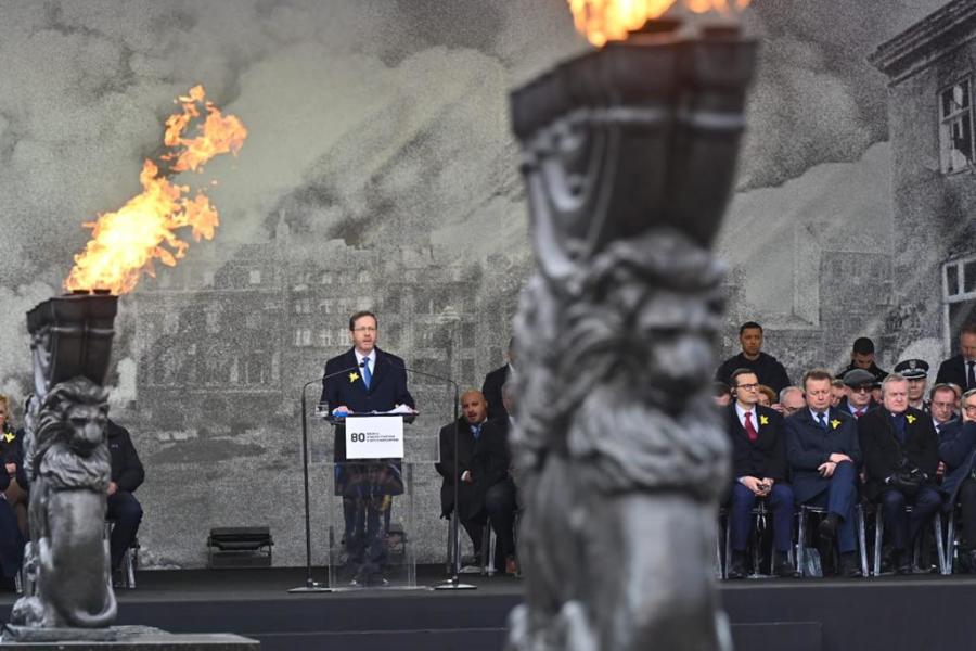 Israeli President Isaac Herzog speaking at the 80th Anniversary of the outbreak of the Warsaw Ghetto Uprising ceremony in Warsaw, Poland, Apr. 19, 2023 (Photo: Kobi Gideon/GPO)