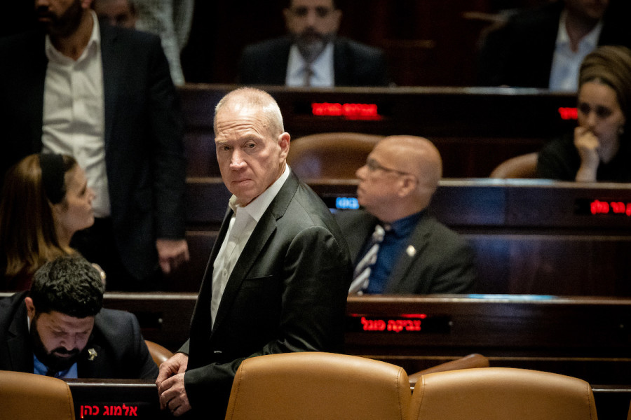 Defense Minister Yoav Gallant seen during a discussion and a vote in the Knesset assembly hall in Jerusalem, Mar. 22, 2023. (Photo: Yonatan Sindel/Flash90)