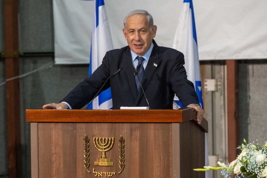 Israeli Prime Minister Benjamin Netanyahu visits at a factory of Synergy Cable Company in Sderot, southern Israel, April 20, 2023. (Photo: Yossi Aloni/Flash90)