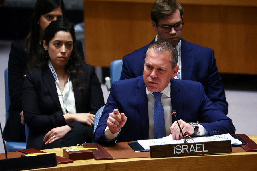 Israel’s Ambassador to the United Nations Gilad Erdan speaks during a meeting of the United Nations Security Council on "The Middle East, including the Palestinian question" at UN headquarters in New York City, Apr. 25, 2023. (Photo: REUTERS/Mike Segar)