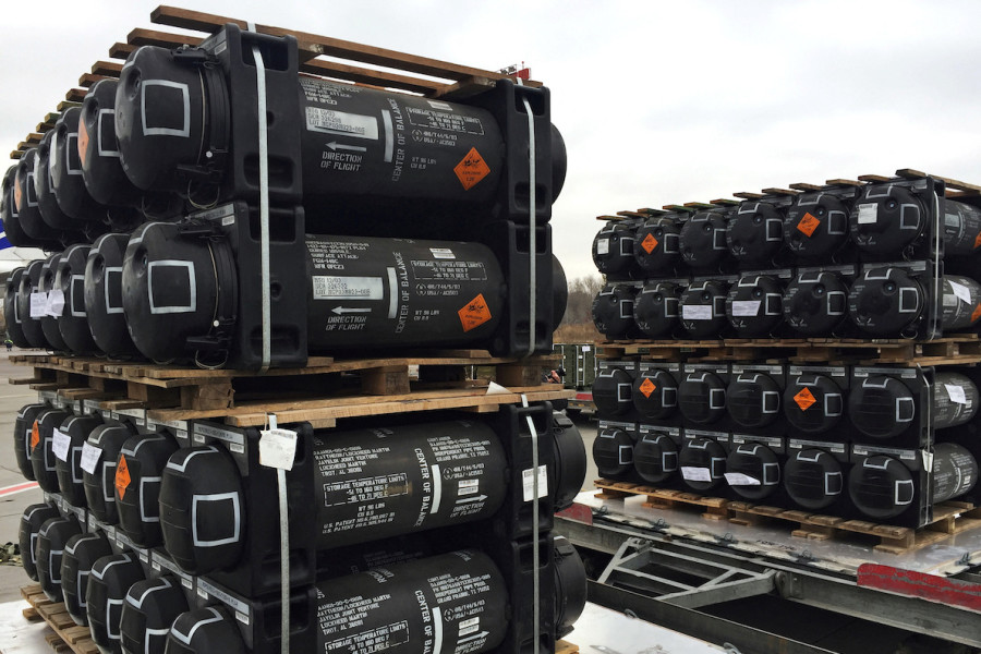 Illustrative - Military aid, delivered as part of the US security assistance to Ukraine, is unloaded from a plane at Boryspil International Airport outside of Kyiv, Ukraine, Feb. 11, 2022. (Photo: REUTERS/Serhiy Takhmazov/File Photo)
