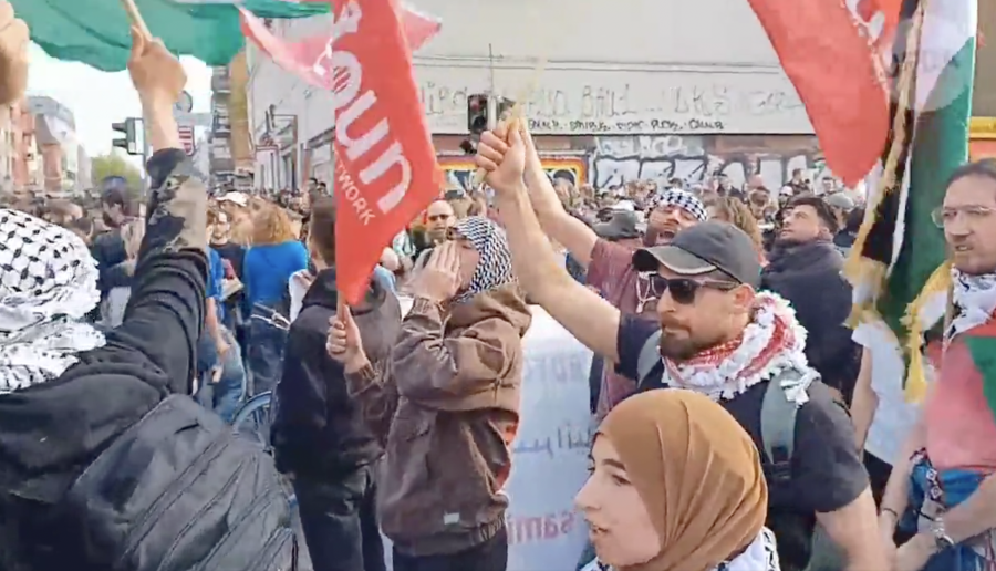 Far-left wing rally in Berlin, May 1. (Photo: Screenshot)