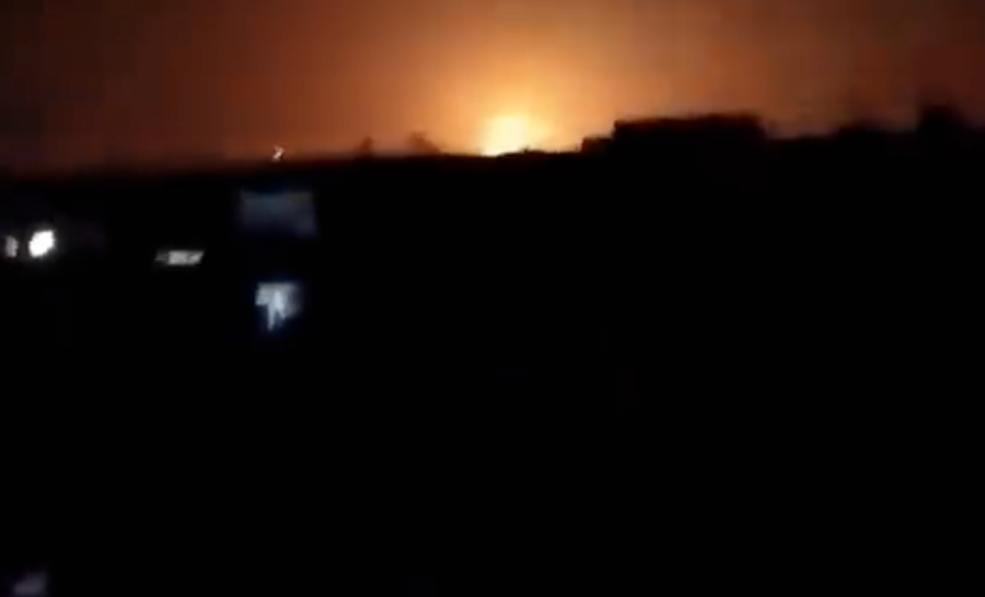 Fire from an alleged Israeli airstrike in Syria, May 2, 2023 (Photo: Screenshot)