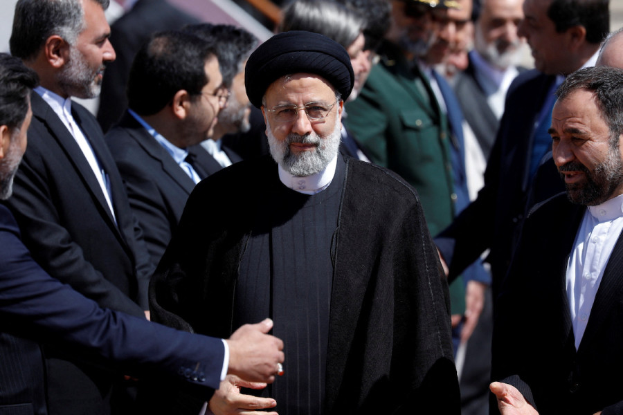 Iranian President Ebrahim Raisi is welcomed upon arrival at Damascus airport, Syria, May 3, 2023. (Photo: REUTERS/Yamam al Shaar)