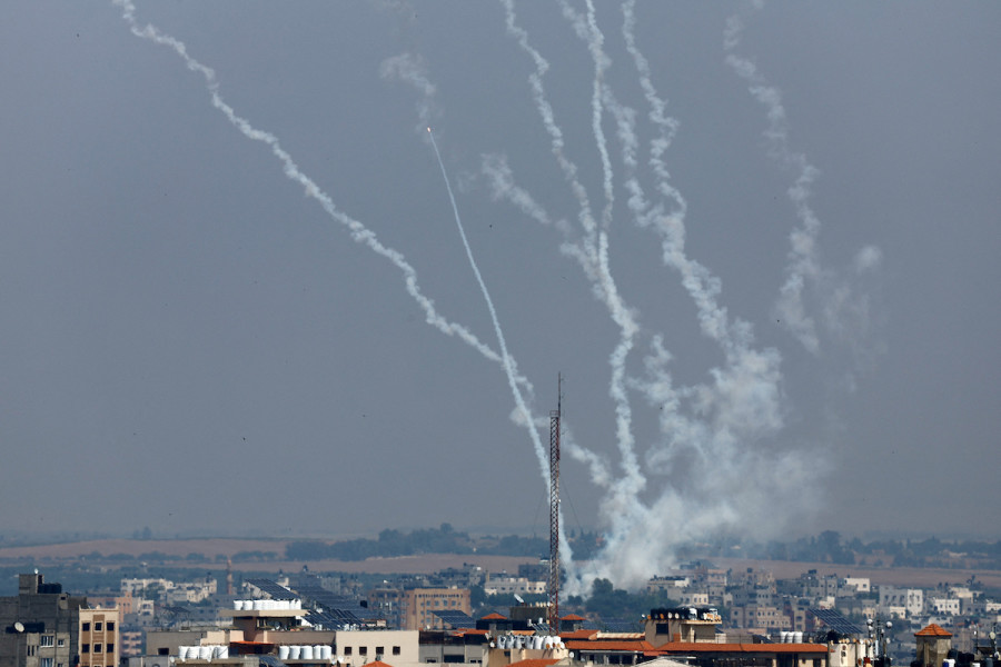 Rockets are fired from Gaza into Israel, May 10, 2023. (Photo: REUTERS/Mohammed Salem)