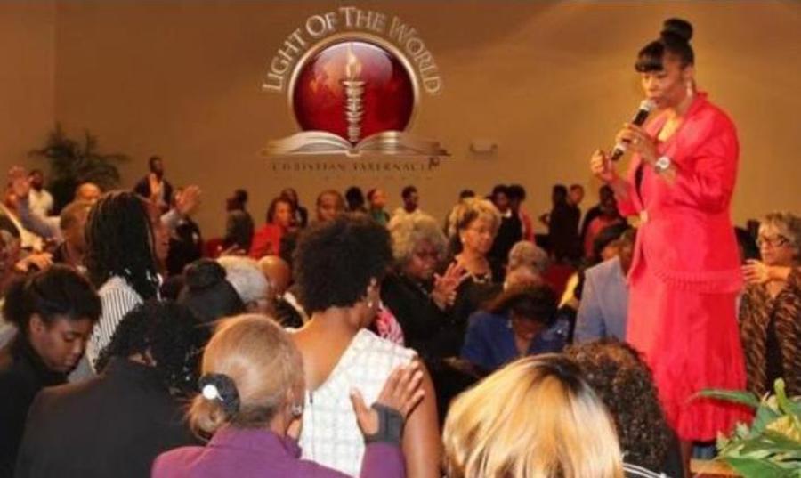 Archbishop Ruth W. Smith, one of the honorary hosts of the “Women of the Bible Tour 2023,” speaking at the Light of the World Christian Church, Stockbridge, Georgia. (Photo courtesy LOTWC)