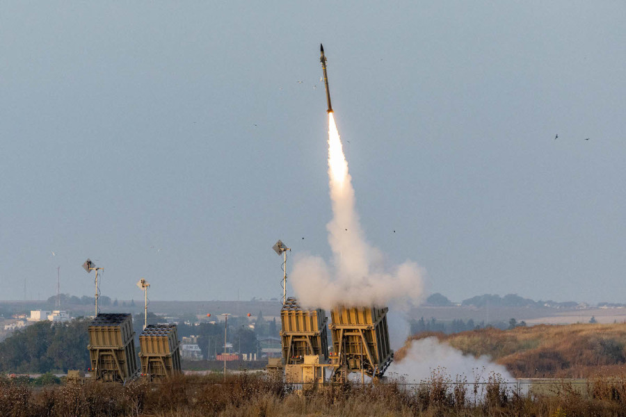 Iron Dome anti-missile system fires interception missiles at rockets fired from the Gaza Strip to Israel, in Sderot, May 13, 2023. (Photo: Yonatan Sindel/Flash90)