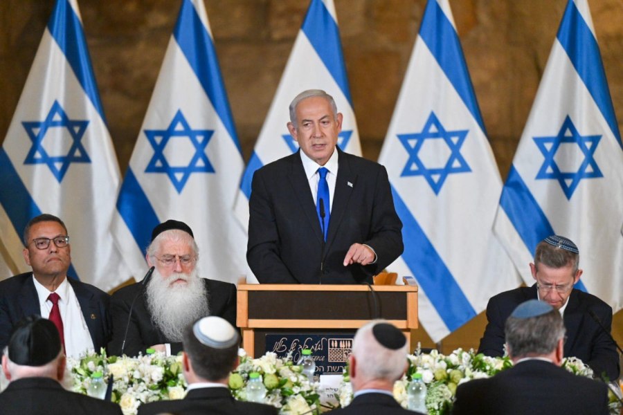 Israeli Prime Minister speaking at a special Cabinet meeting at the Western Wall Tunnels in Jerusalem, May 21, 2023 (Photo: Kobi Gideon/GPO)