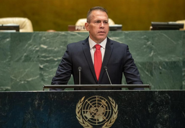 Gilad Erdan, Israeli ambassador to the UN and the US, addresses the UN Security Council (Photo: Israeli Ministry of Foreign Affairs/Shahar Azran)