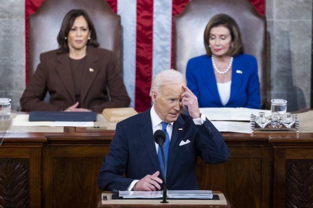 US President Joe Biden delivers his first State of the Union address before lawmakers in Washington, DC, March 1, 2022. (Photo: Pool/Sipa USA)